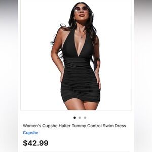 Cupshe Elegant Black Halter Swim Dress